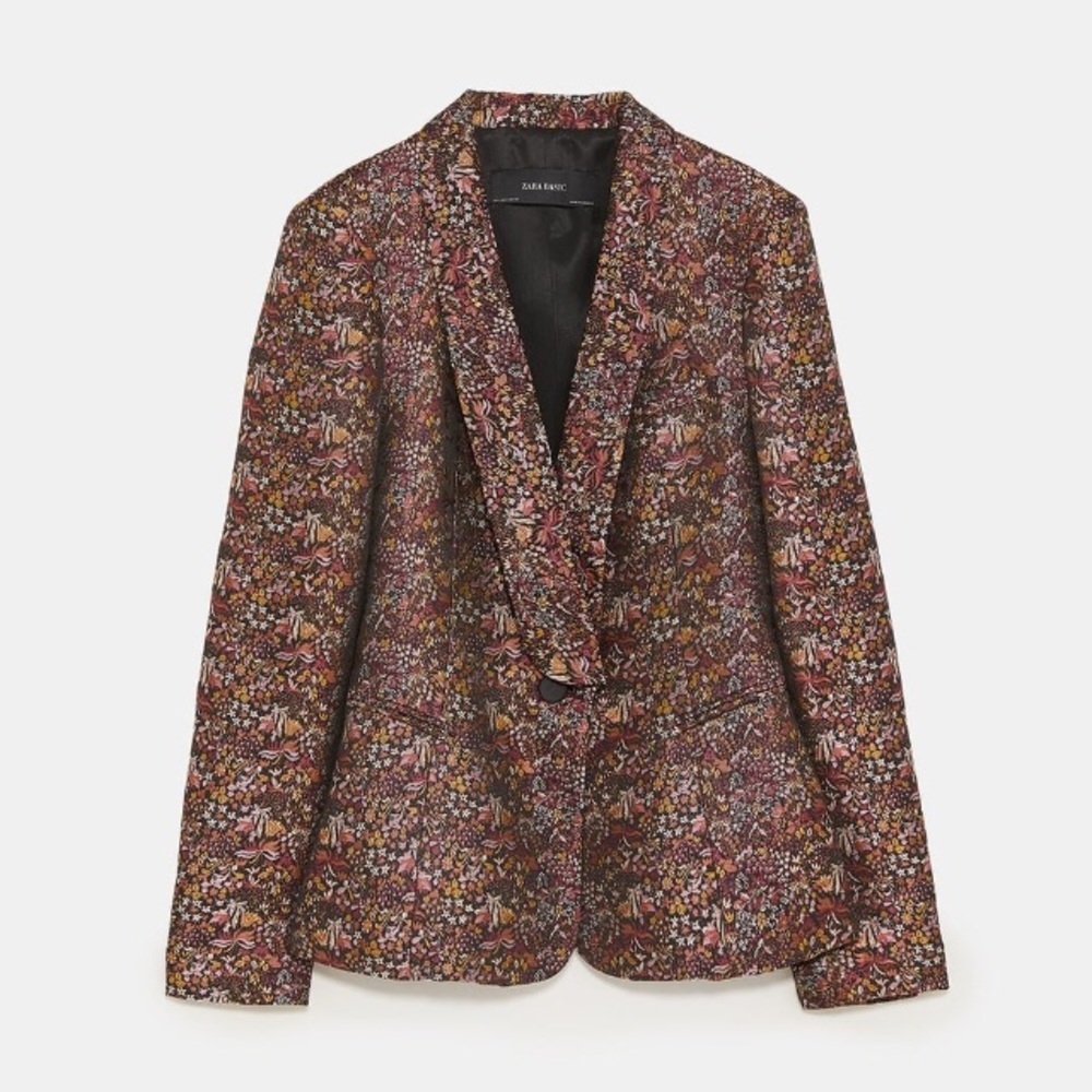 NWOT Zara floral jacquard blazer